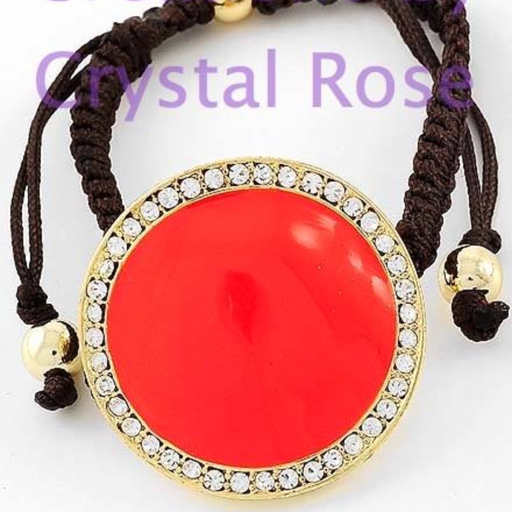 Coral/Red Wrap Bracelet - Rhinestone